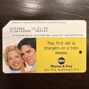 NYC Rare 1999 Dharma Greg MetroCard 12/31/99 Y2K Collectible